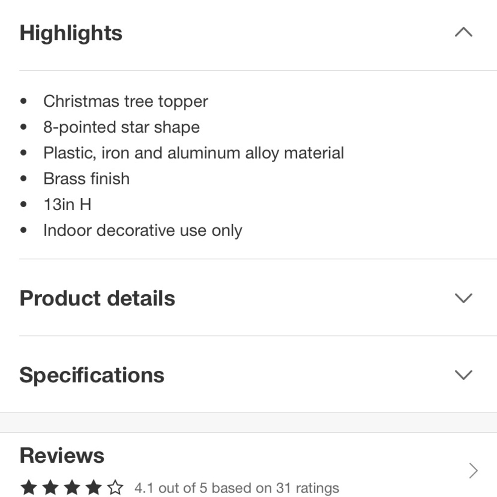 13-Inch Brass Star Tree Topper from Hearth & Hand™ with Magnolia Christmas 2025 - Picture 4 of 6